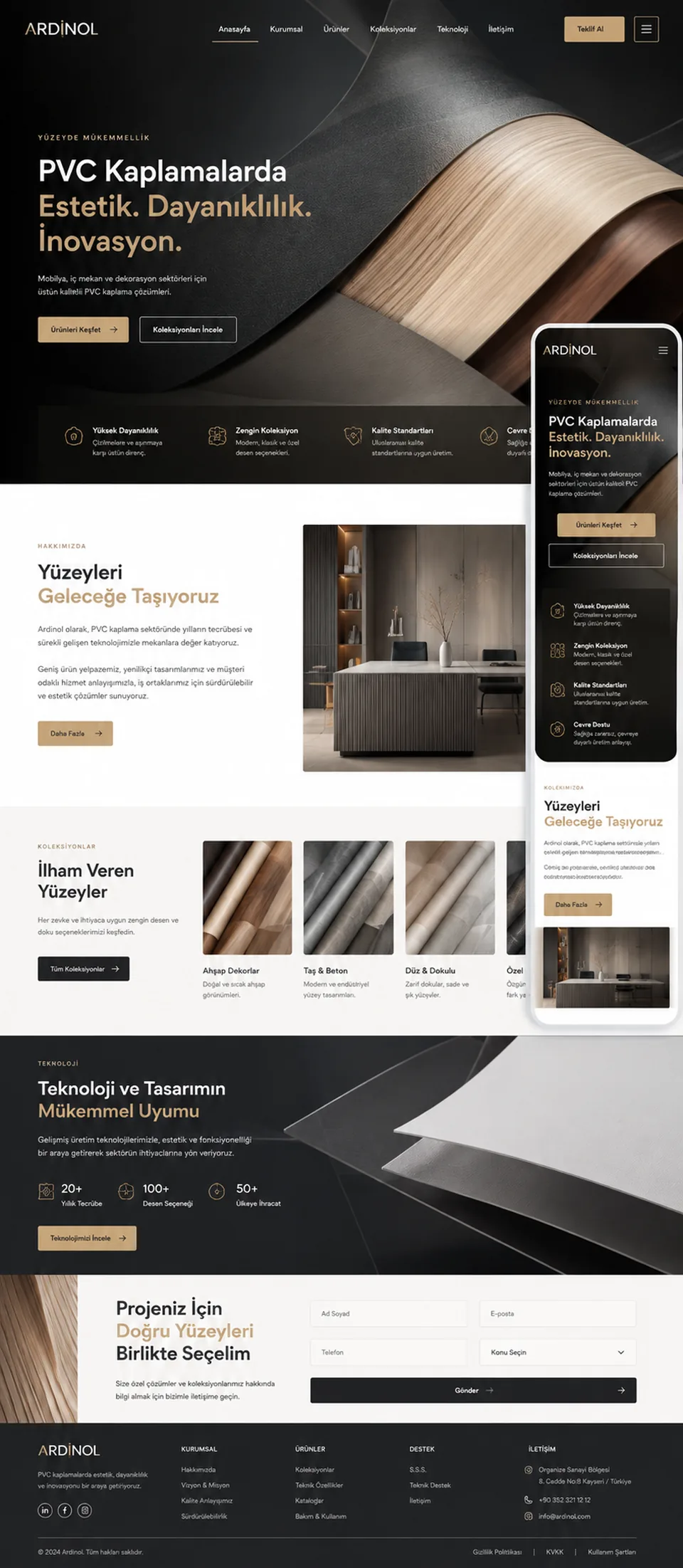 Ardinol web sitesi ana sayfası