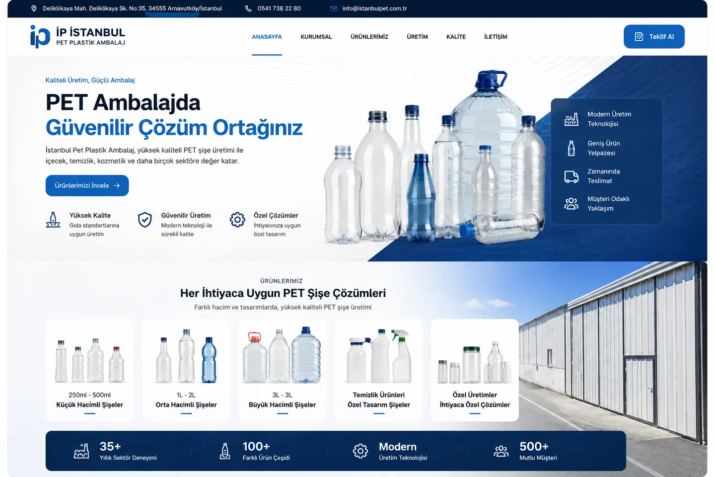 İstanbul Pet Plastik web sitesi canlı ana sayfa ekran görüntüsü