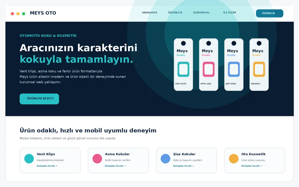Meys Oto Koku web sitesi ana sayfası